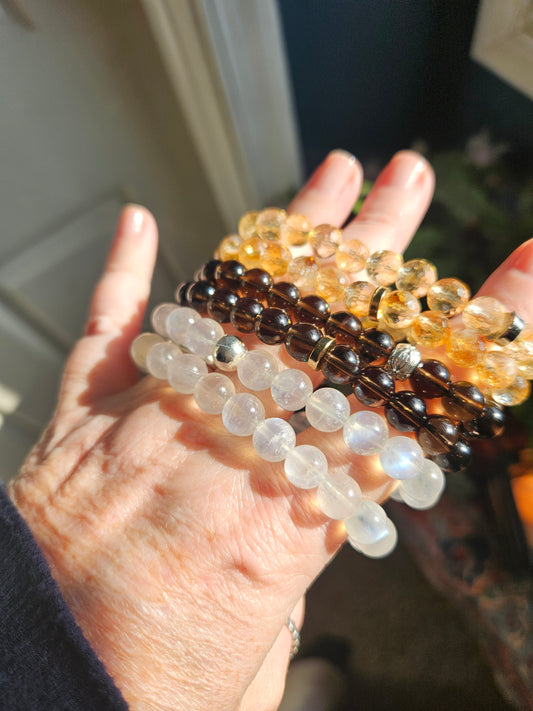 Gemstone Bracelet - Citrine, Blue Moonstone, or Smoky Quartz