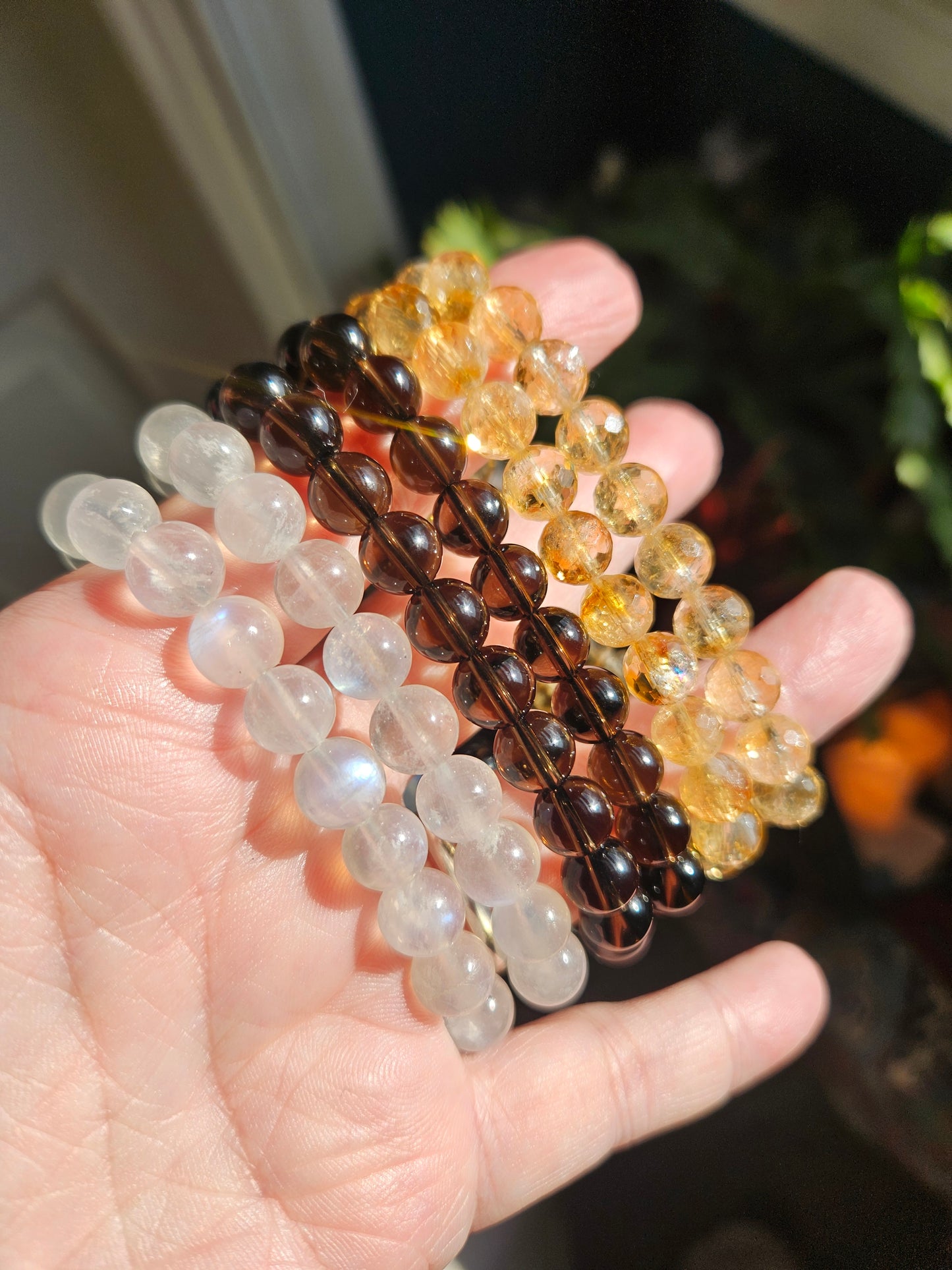 Gemstone Bracelet - Citrine, Blue Moonstone, or Smoky Quartz