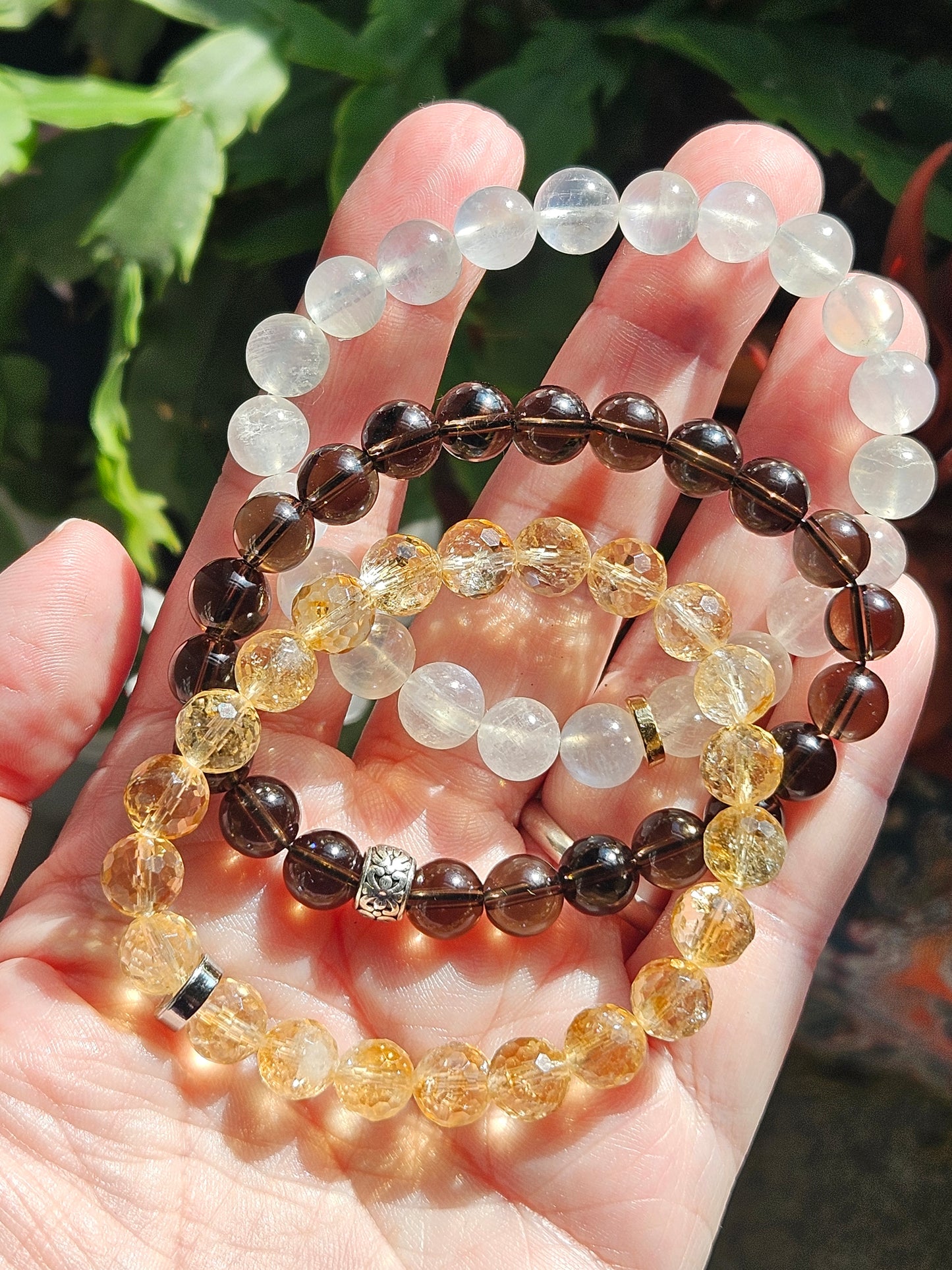 Gemstone Bracelet - Citrine, Blue Moonstone, or Smoky Quartz