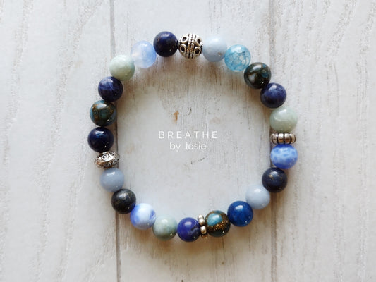 Mixed Blues II Genuine Natural Gemstone Bracelet