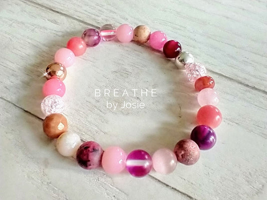 Mixed Pinks Genuine Natural Gemstone Bracelet