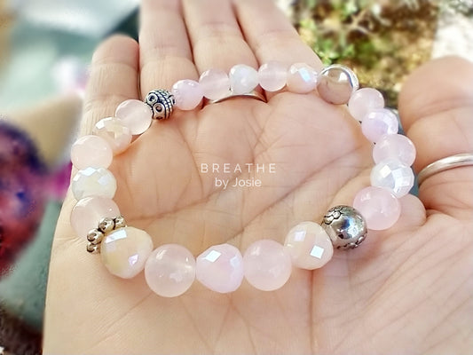 Rose Quartz + Mystic Morganite Natural Gemstone Bracelet